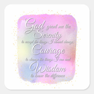 Serenity Gebed Roze en Gouden Stippen Vierkante Sticker
