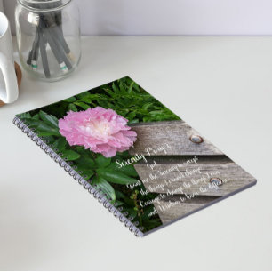 Serenity Gebed Roze Pioen Bloem Bloemstuk Notitieboek