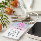 Serenity Gebed Roze Pioen Sleutelhanger (Voorkant Rechts)