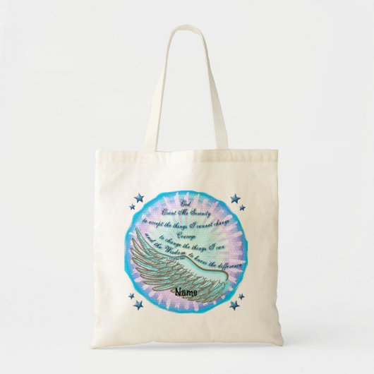 Serenity Gebed Violet Vleugel Tote Bag (Voorkant)