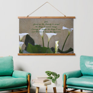 Serenity Gebed Witte Calla Lelies Bloemen Hangend Wandkleed