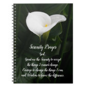 Serenity Gebed Witte Calla Lily Bloem Notitieboek (Voorkant)