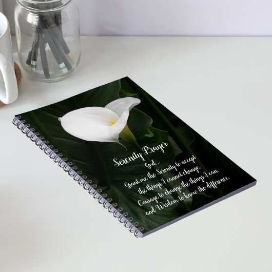 Serenity Gebed Witte Calla Lily Bloem Notitieboek