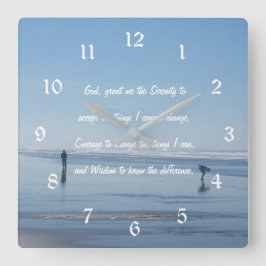 Serenity Gebeds Strand Wandelaars Vierkante Klok