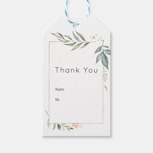 Serenity Goud en Groene Geometrische Trouw Cadeaulabel (Voorkant)