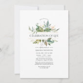 Serenity Greenery Geometric Celebration of Life Kaart (Voorkant)