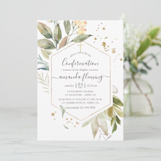 Serenity Greenery Geometric Confirmation Kaart (Staand voorkant)