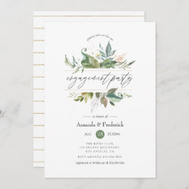 Serenity Greenery Geometric Engagement Party Kaart