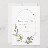 Serenity Greenery Geometric Gold Bachelorette Kaart (Voorkant)