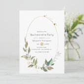 Serenity Greenery Geometric Gold Bachelorette Kaart (Staand voorkant)