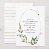 Serenity Greenery Geometric Gold Bachelorette Kaart (Voorkant / Achterkant)