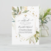 Serenity Greenery Geometric Online Virtual Wedding Kaart (Staand voorkant)