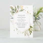 Serenity Greenery Geometric Rehearsal Dinner Kaart (Staand voorkant)