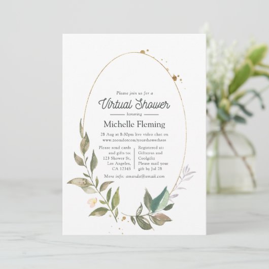 Serenity Greenery Geometric Virtual Shower Kaart (Staand voorkant)