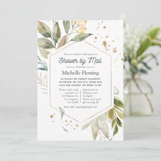 Serenity Greenery Geometric Vrijgezellenfeest by M Kaart (Staand voorkant)