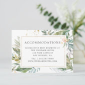 Serenity Greenery Geometric Wedding Accommodations Informatiekaartje (Staand voorkant)