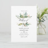 Serenity Greenery Geometric Wedding Foto Kaart (Staand voorkant)