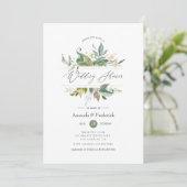Serenity Greenery Geometric Wedding Shower Kaart (Staand voorkant)