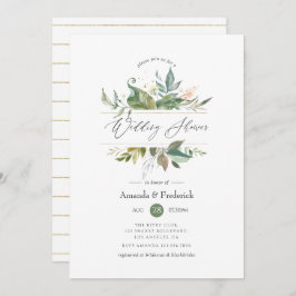 Serenity Greenery Geometric Wedding Shower Kaart