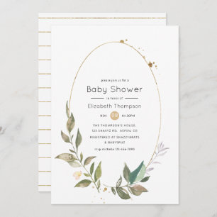 Serenity Greenery geometrisch Baby shower Kaart
