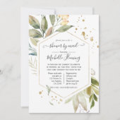 Serenity Greenery Geometrisch Baby shower per Mail Kaart (Voorkant)