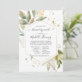 Serenity Greenery Geometrisch Baby shower per Mail Kaart (Staand voorkant)