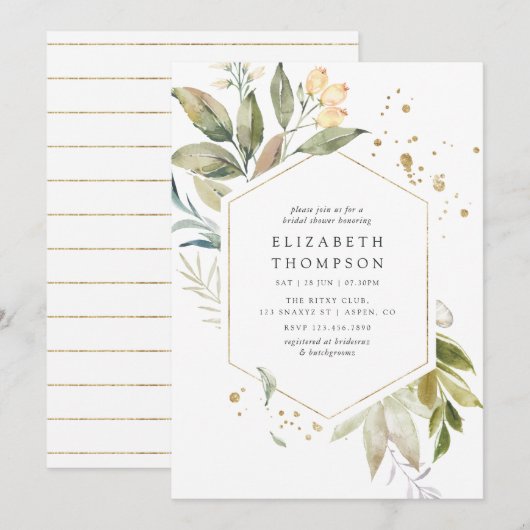 Serenity Greenery geometrisch Vrijgezellenfeest Kaart (Voorkant / Achterkant)