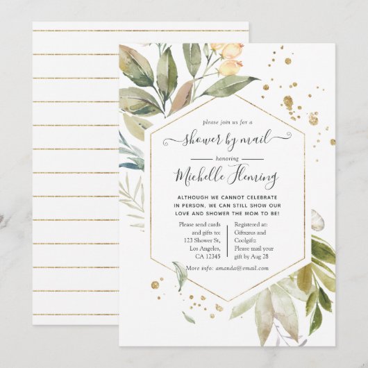 Serenity Groene Geometrische Babyshower per Post Kaart (Voorkant / Achterkant)