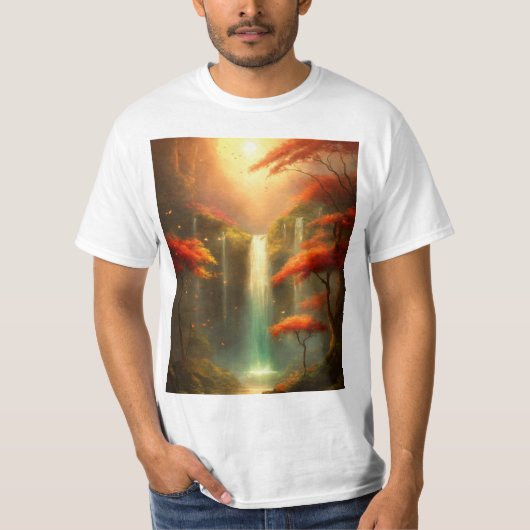 Serenity Herfsten: rustige waterval in een vredige T-shirt (Voorkant)
