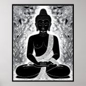 Serenity in Black and White: Buddha's Zen Garden Poster (Voorkant)