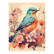 Serenity in Bloom: een levendige zangvogel