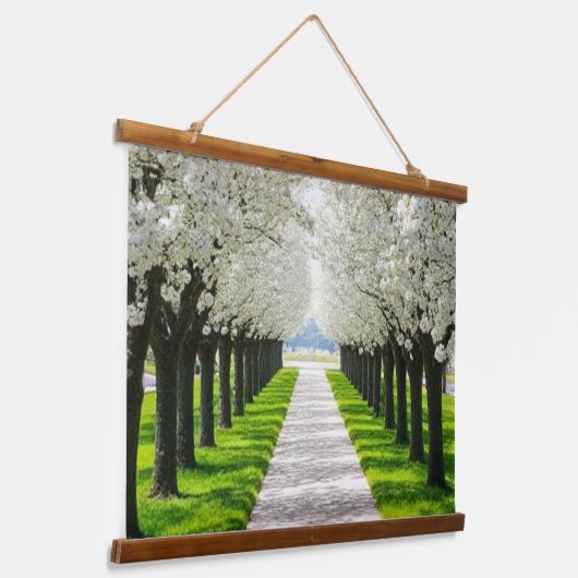 Serenity in Bloom – Natuur Pathway Fabric Wall Hangend Wandkleed (Gebogen)