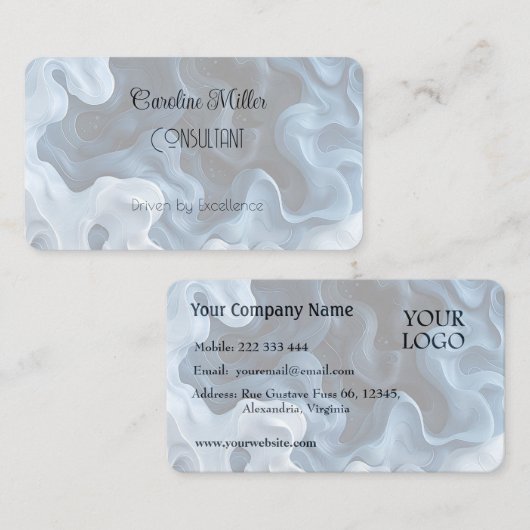 Serenity in Blue Abstract Flowing Forms Business C Visitekaartje (Voorkant / Achterkant)