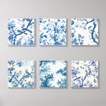 Serenity in Blue: Chinoiserie Vogelkunst Set