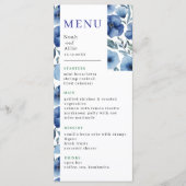 Serenity in Blue Waterverf Flowers Wedding Menu (Voorkant)