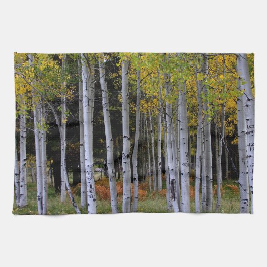 Serenity in Gold en Green Aspen Theedoek (Horizontaal)