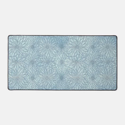 Serenity in Ice Blue Florals Bureaumat (Voorkant)