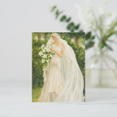 Serenity in Ivory: A Bride in a Garden Reverie Briefkaart (Staand voorkant)