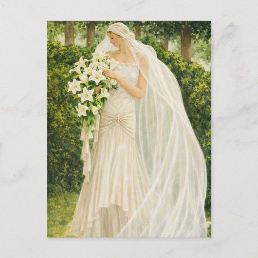Serenity in Ivory: A Bride in a Garden Reverie Briefkaart (Voorkant)