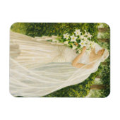 Serenity in Ivory: A Bride in a Garden Reverie Magneet (Horizontaal)