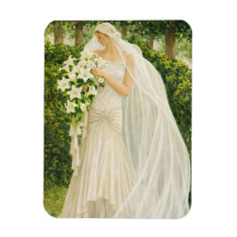 Serenity in Ivory: A Bride in a Garden Reverie Magneet