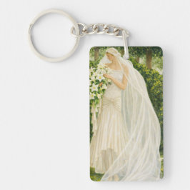 Serenity in Ivory: A Bride in a Garden Reverie Sleutelhanger