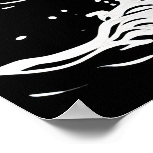 Serenity in Monochrome: Ocean Waves Linocut Poster (Hoek)