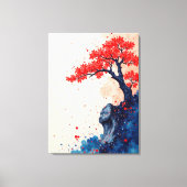 Serenity in Red: Bonsai op de klif Canvas Afdruk (Voorkant)