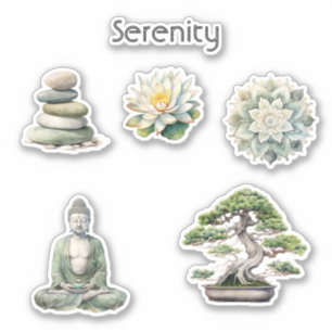 Serenity Lotus Bloem Rotsen Boeddha Bonsai Boom Sticker