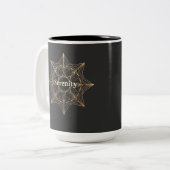 Serenity Mandala Golden Sacred Tweekleurige Koffiemok (Voorkant links)