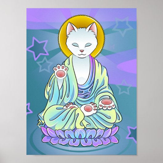 Serenity Meow Cat Buddha Zen Poster (Voorkant)