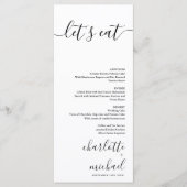 SERENITY Modern Minimalist Let's Eat Wedding Menu (Voorkant)