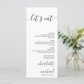 SERENITY Modern Minimalistisch Let's Eat Trouwmenu Menu (Staand voorkant)
