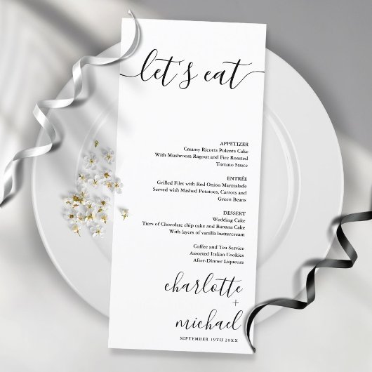 SERENITY Modern Minimalistisch Let's Eat Trouwmenu Menu